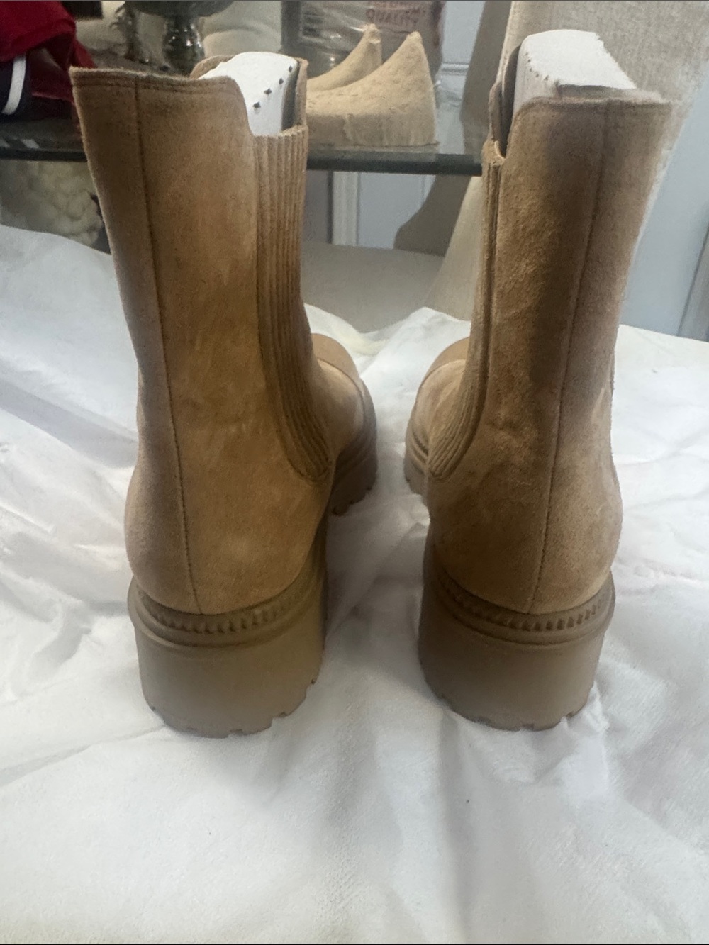 Marc Fisher Tan Suede & Leather Cap-Toe Chelsea Boots - Picture 4 of 9